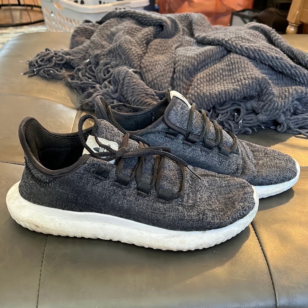 Adidas Womens Tubular Shadow Black Grey Running Shoes Sneakers Size 7.5